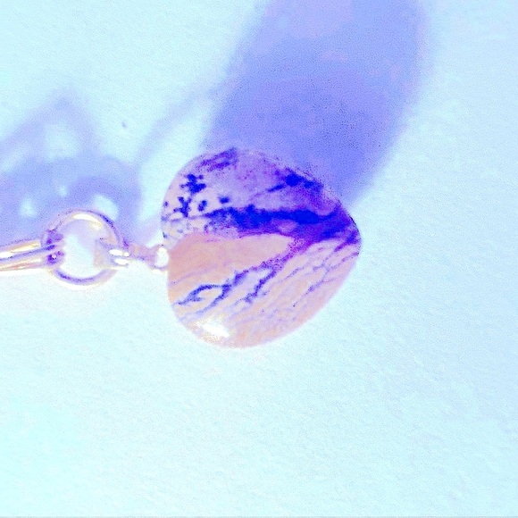 CANVAS NWT necklace Picture Jasper stone Heart matte paperclip  gold chain 18” - Picture 7 of 11